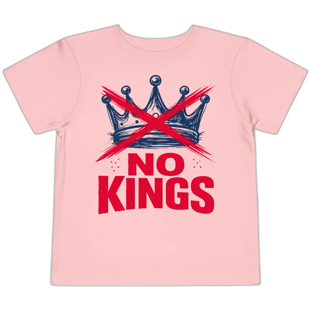 No Kings Crown Rebellion Graphic Toddler T-Shirt in Pink