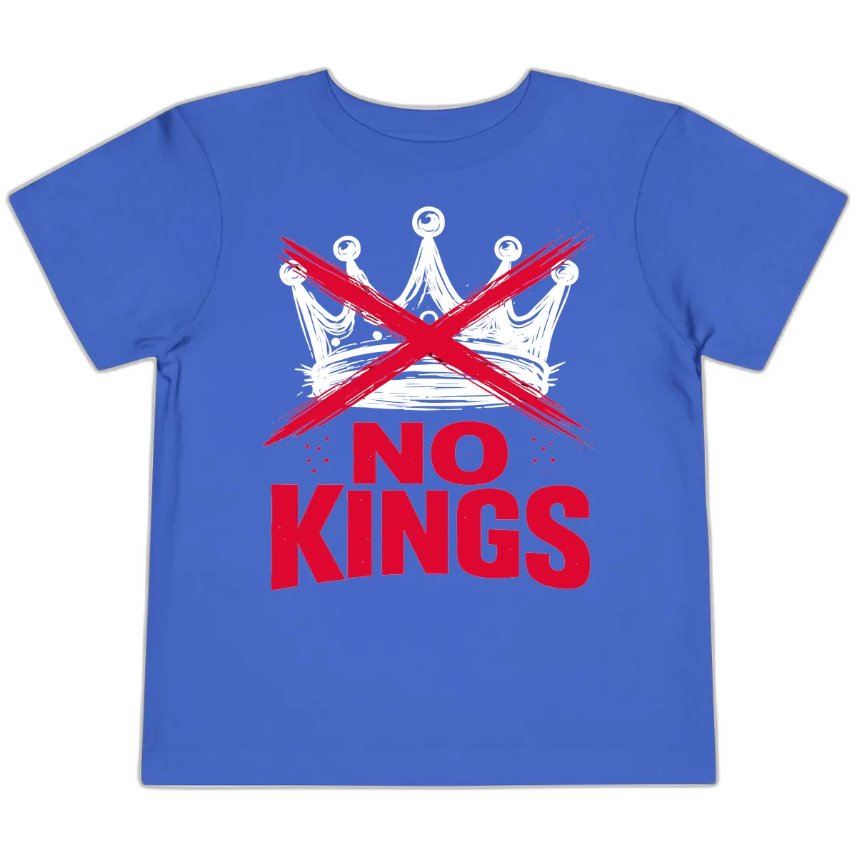 No Kings Crown Rebellion Graphic Toddler T-Shirt in True Royal