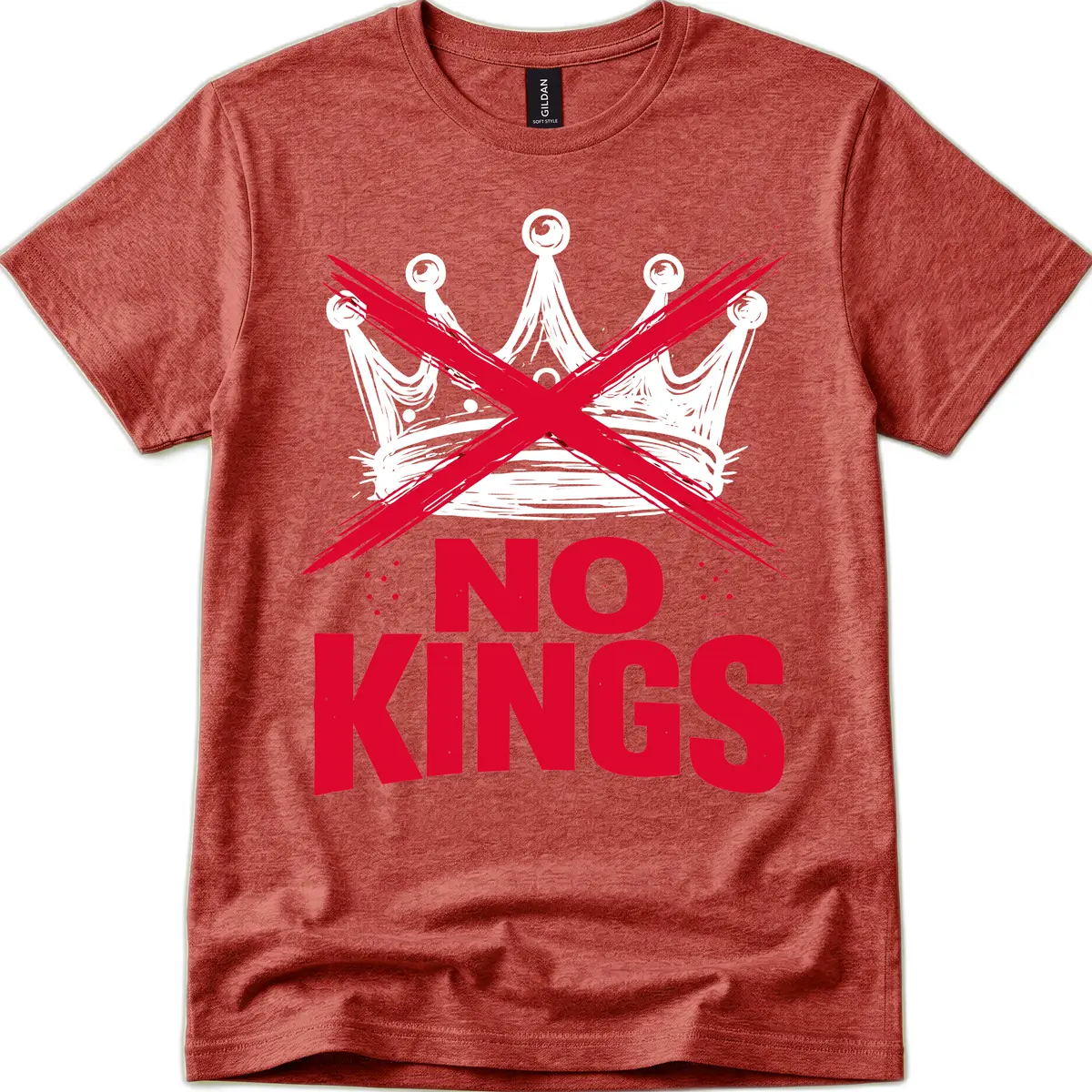 No Kings Crown Rebellion Graphic T-Shirt in Heather Cardinal