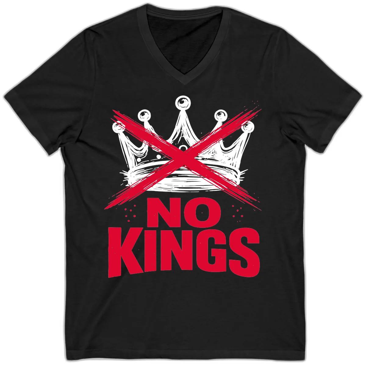 No Kings Crown Rebellion Graphic V-Neck in Black