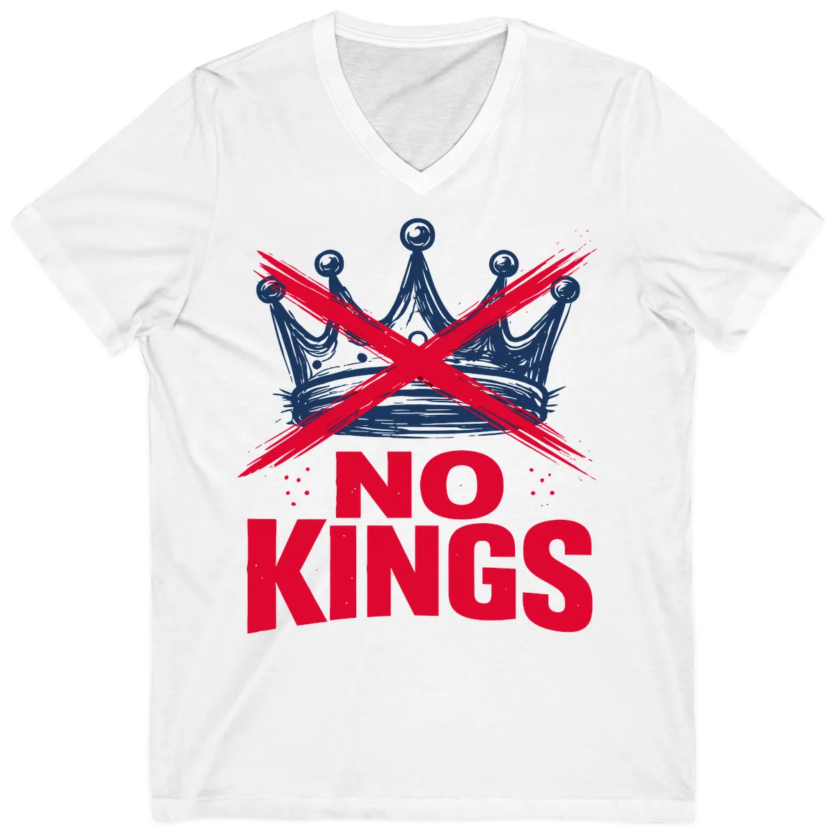 No Kings Crown Rebellion Graphic V-Neck in White