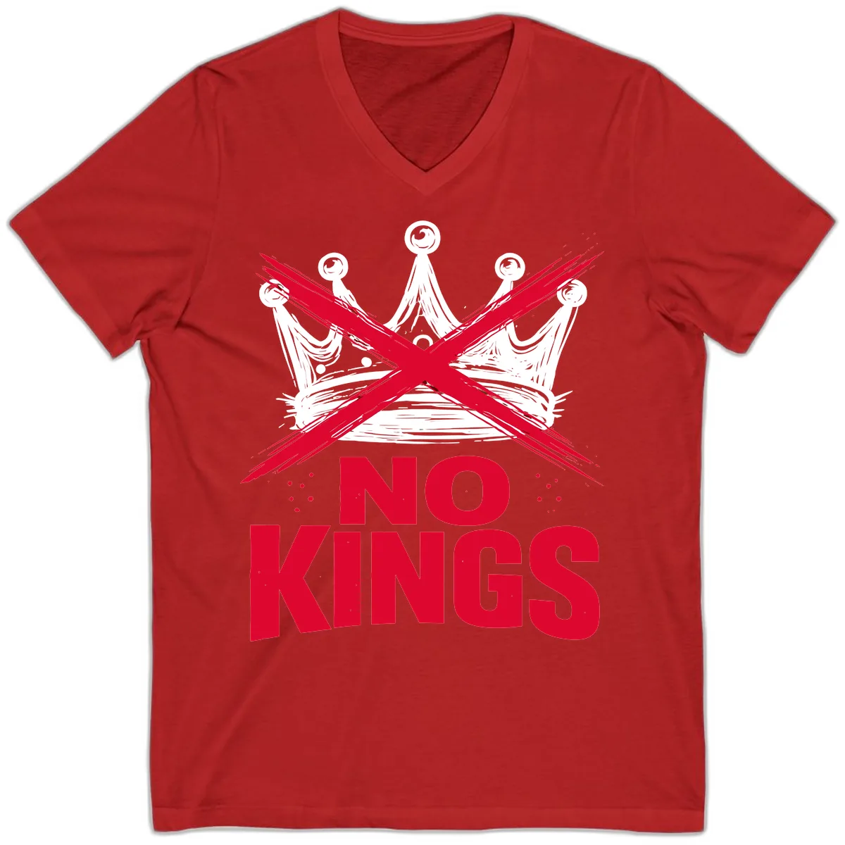 No Kings Crown Rebellion Graphic V-Neck in Red
