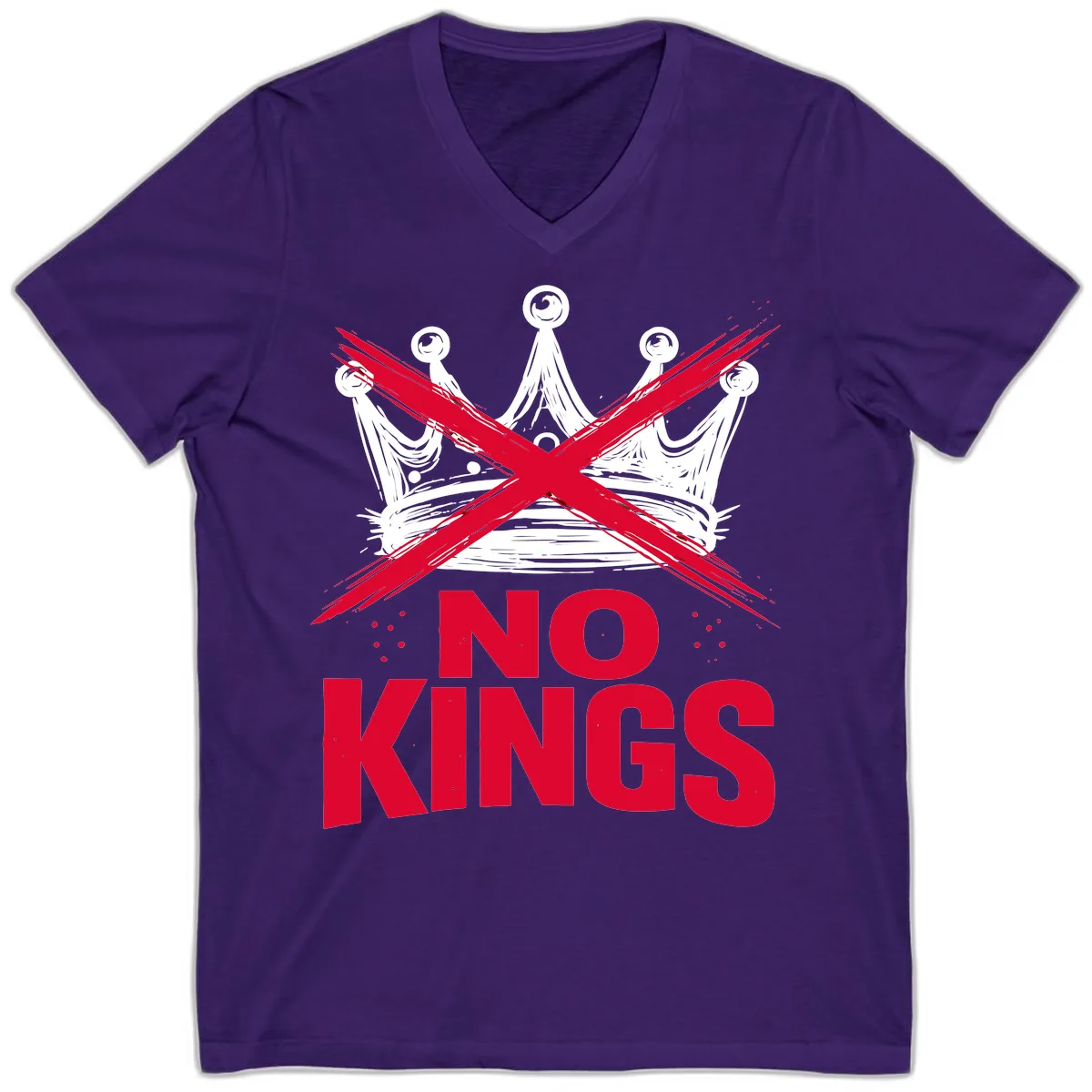 No Kings Crown Rebellion Graphic V-Neck in Team Purple