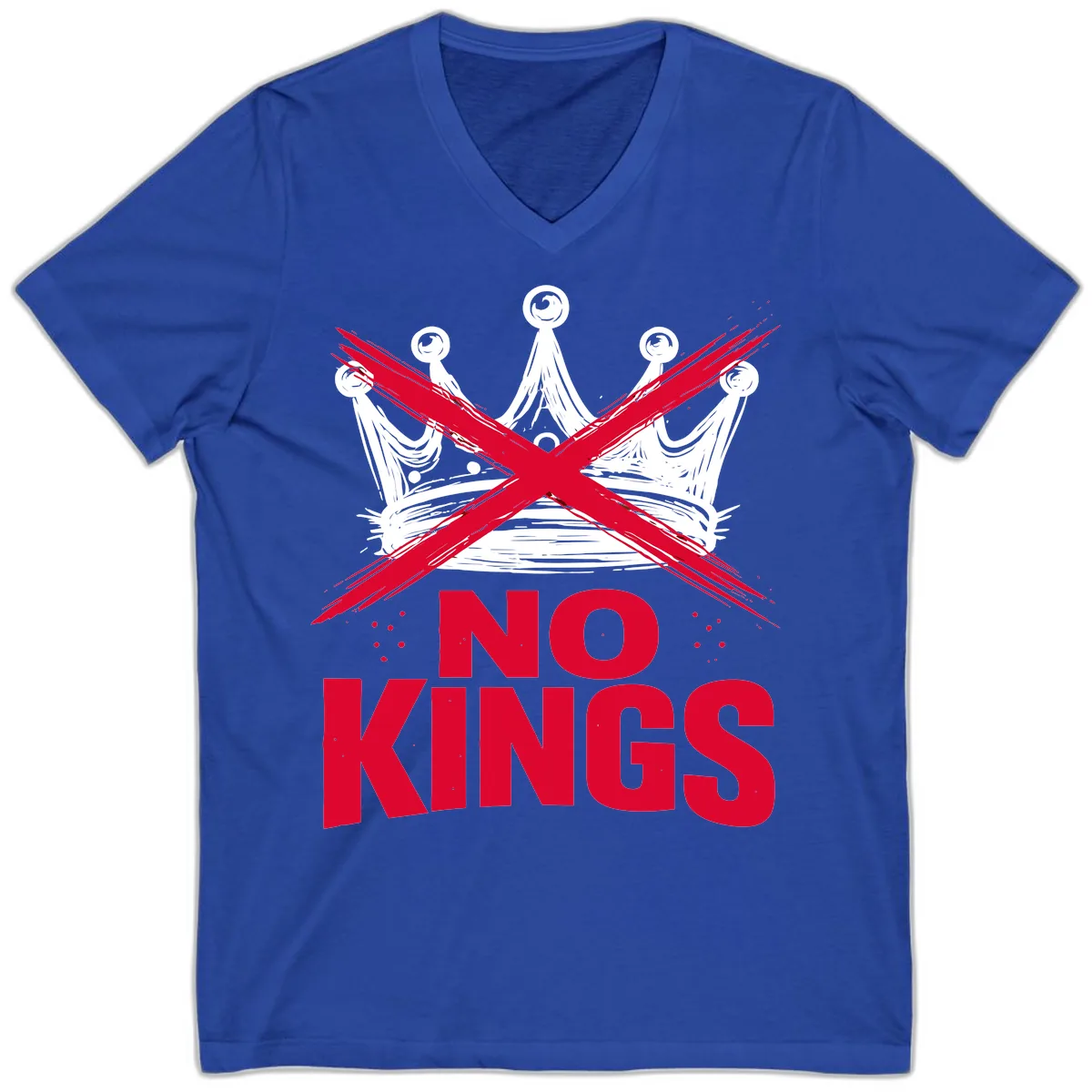 No Kings Crown Rebellion Graphic V-Neck in True Royal