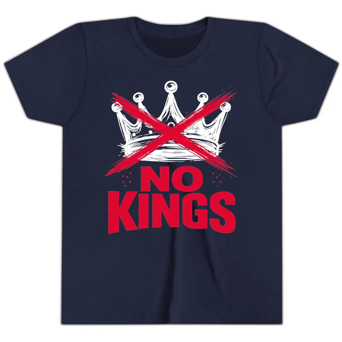 No Kings Crown Rebellion Graphic Youth T-Shirt in Navy