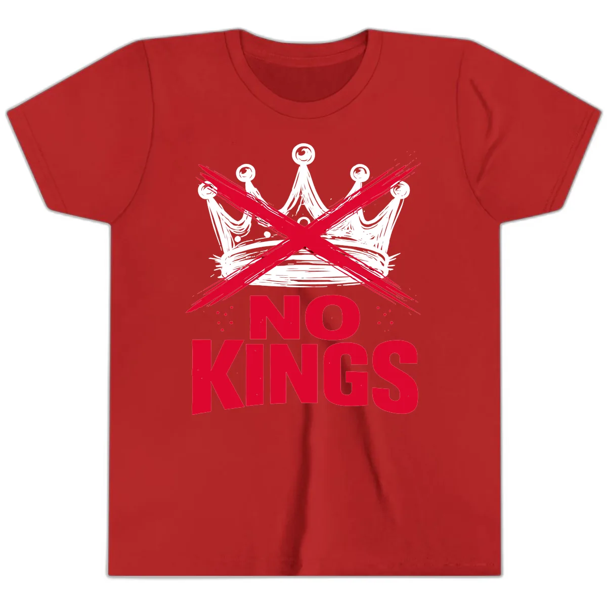 No Kings Crown Rebellion Graphic Youth T-Shirt in Red