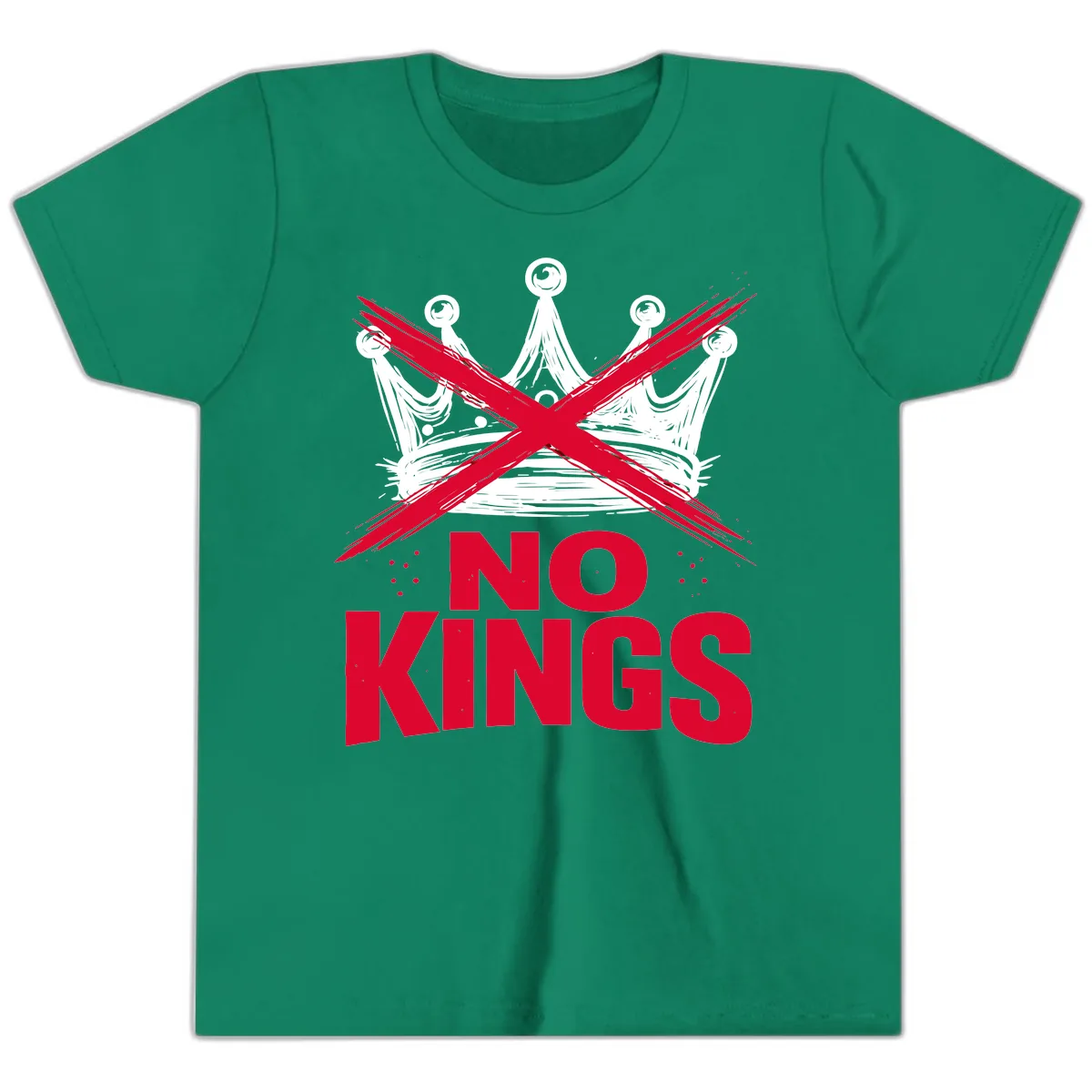 No Kings Crown Rebellion Graphic Youth T-Shirt in Kelly