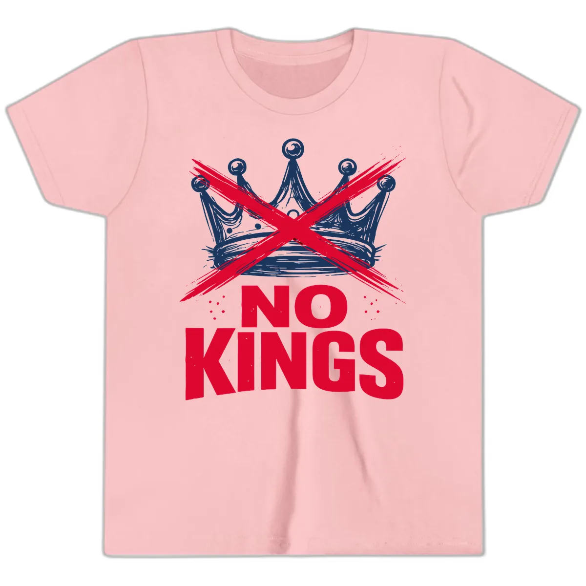 No Kings Crown Rebellion Graphic Youth T-Shirt in Pink
