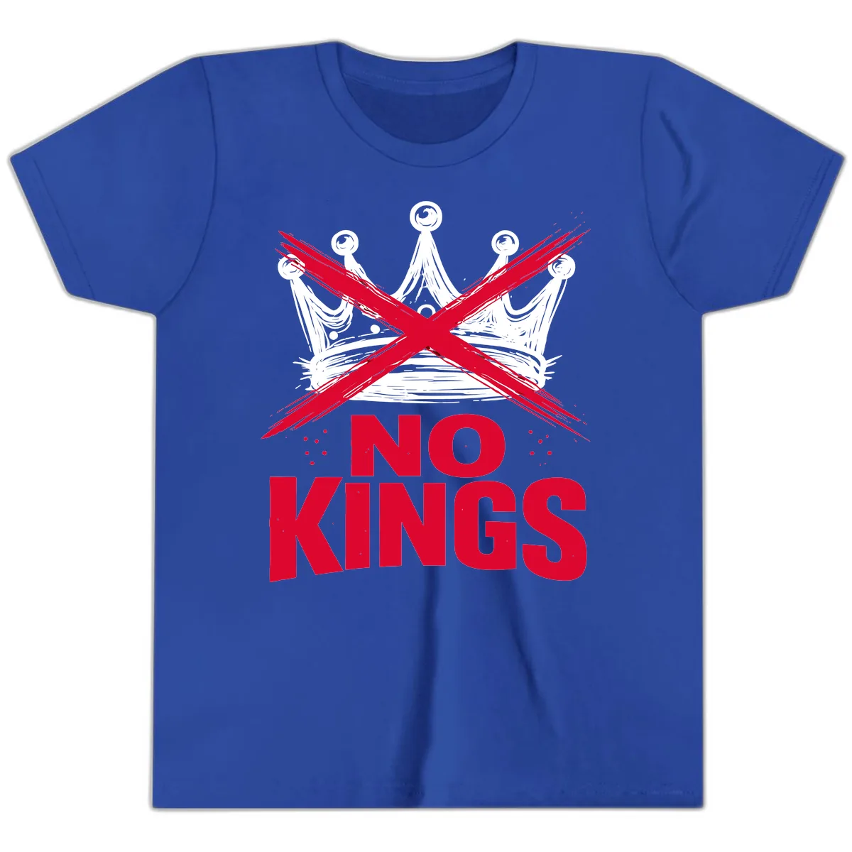 No Kings Crown Rebellion Graphic Youth T-Shirt in True Royal