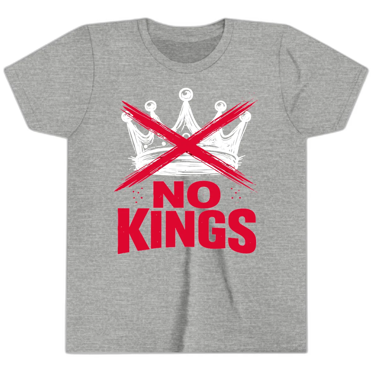 No Kings Crown Rebellion Graphic Youth T-Shirt in Athletic Heather