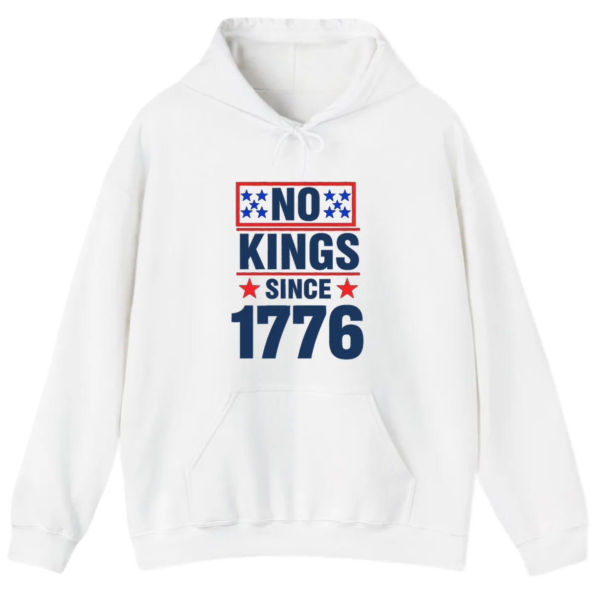 No Kings Since 1776 Patriotic Independence Hoodie in White