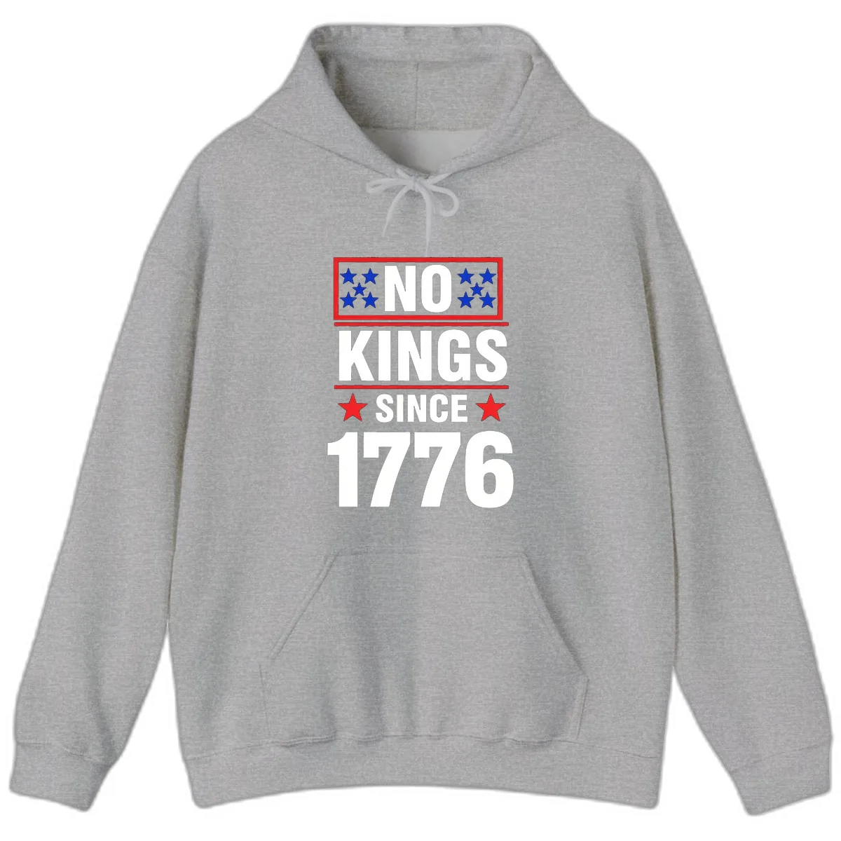 No Kings Since 1776 Patriotic Independence Hoodie in Sport Grey