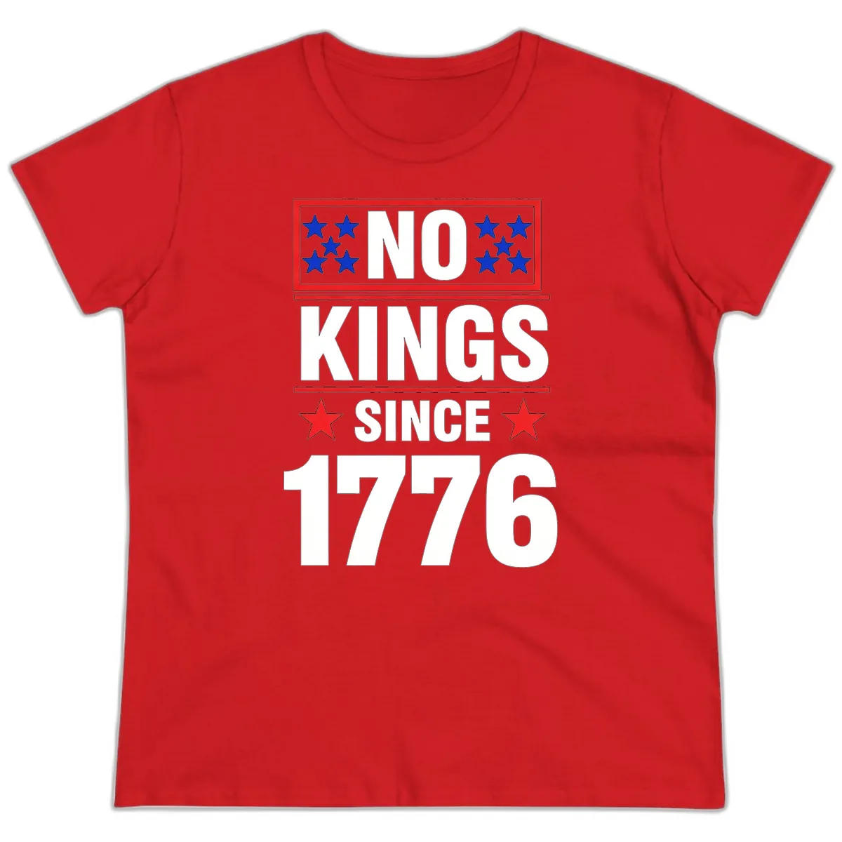 No Kings Since 1776 Patriotic Independence Ladies Tee in Red