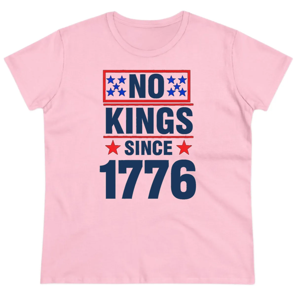 No Kings Since 1776 Patriotic Independence Ladies Tee in Light Pink