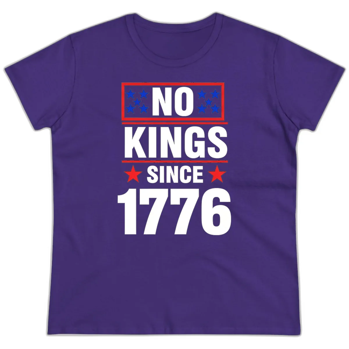 No Kings Since 1776 Patriotic Independence Ladies Tee in Purple