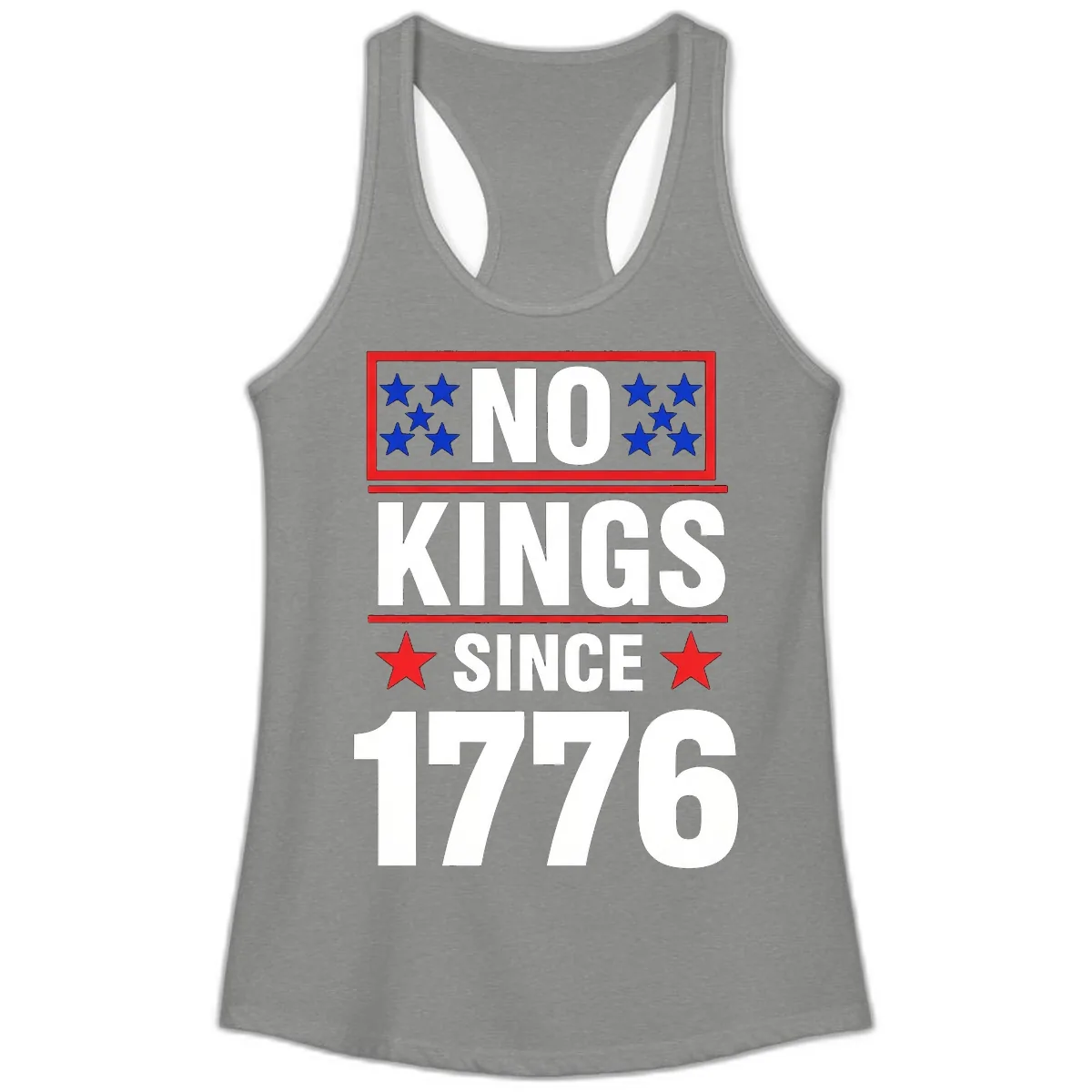 No Kings Since 1776 Patriotic Independence Ladies Tank in Heather Grey
