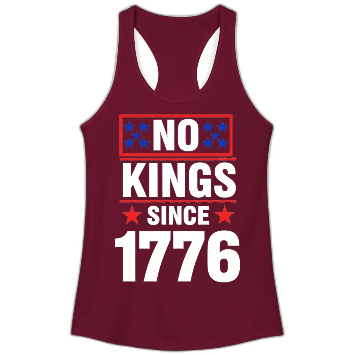 No Kings Since 1776 Patriotic Independence Ladies Tank in Solid Cardinal Red