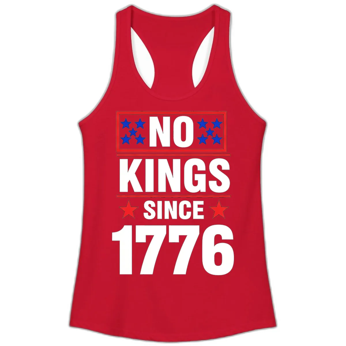 No Kings Since 1776 Patriotic Independence Ladies Tank in Solid Red
