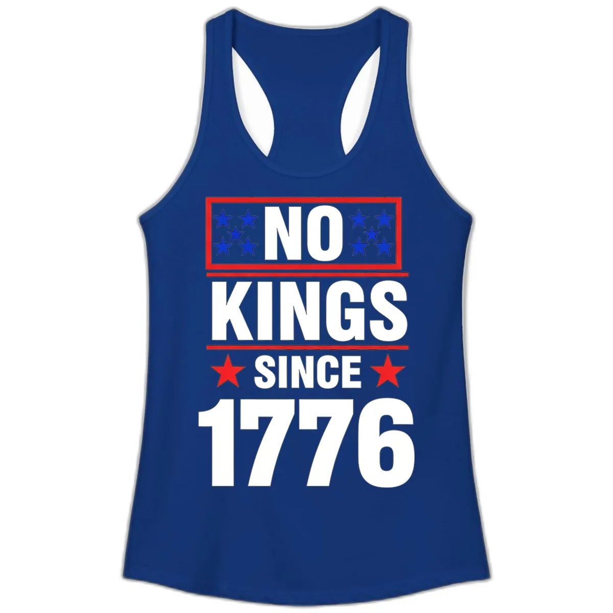 No Kings Since 1776 Patriotic Independence Ladies Tank in Solid Royal