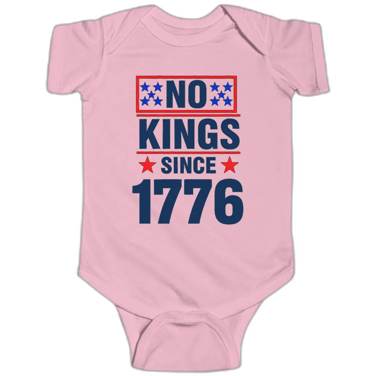 No Kings Since 1776 Patriotic Independence Baby Onesie in Pink