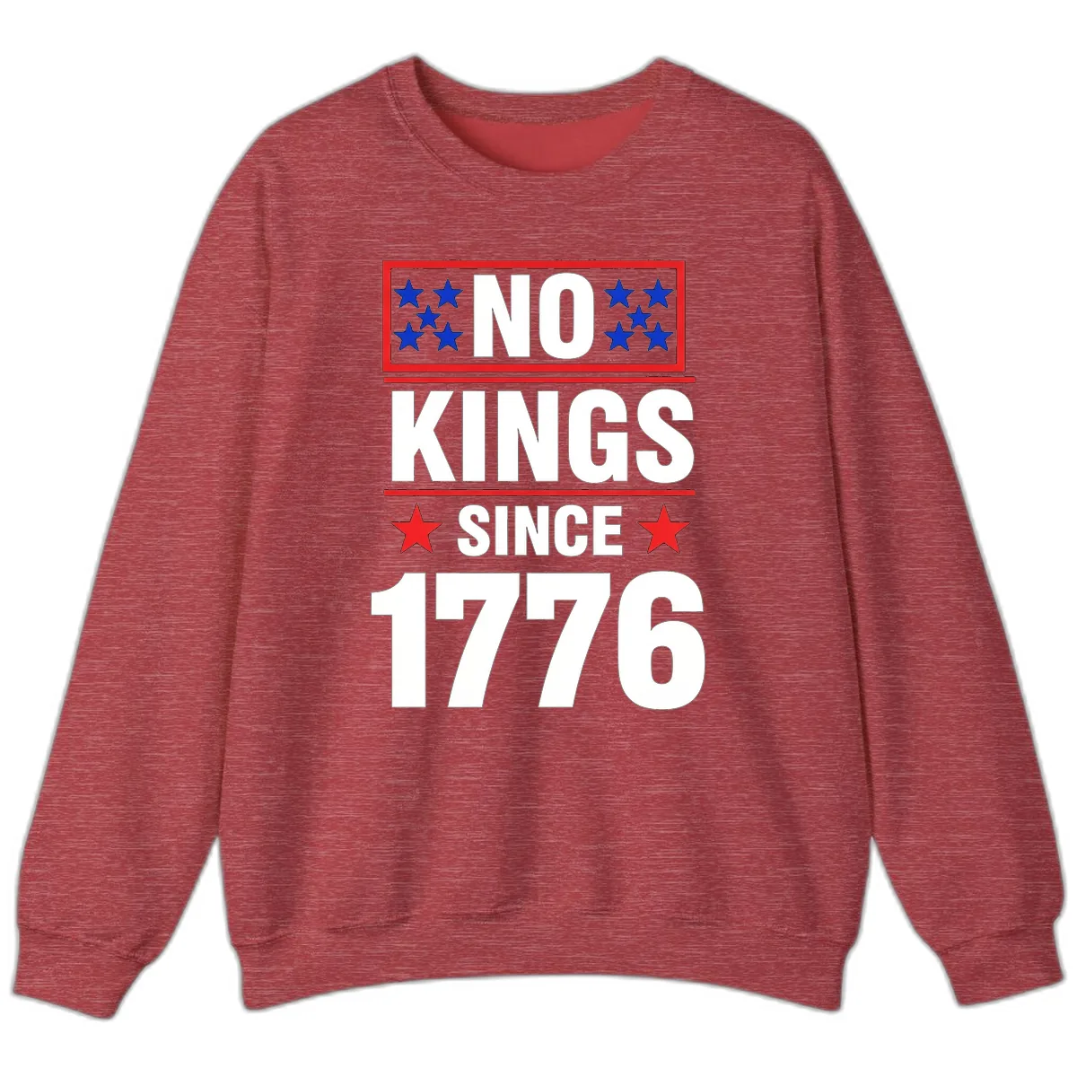 No Kings Since 1776 Patriotic Independence Sweatshirt in Heather Scarlet Red