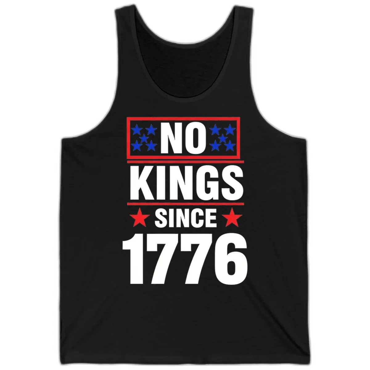 No Kings Since 1776 Patriotic Independence Tank in Black