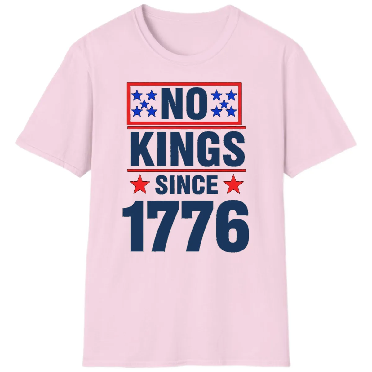 No Kings Since 1776 Patriotic Independence T-Shirt in Light Pink