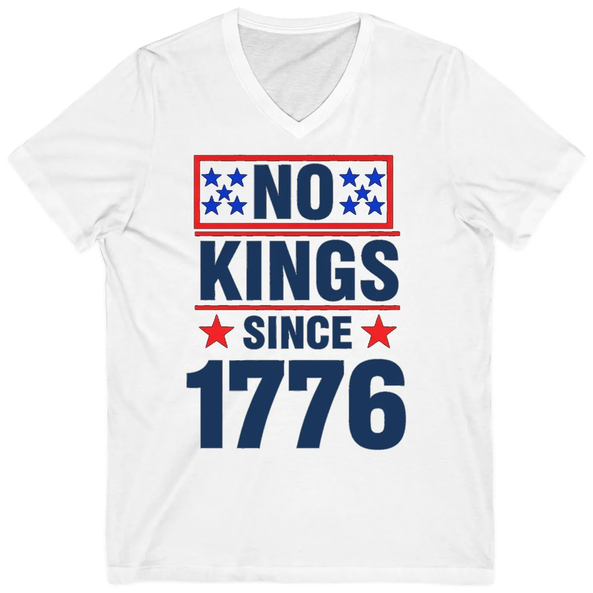 No Kings Since 1776 Patriotic Independence V-Neck in White