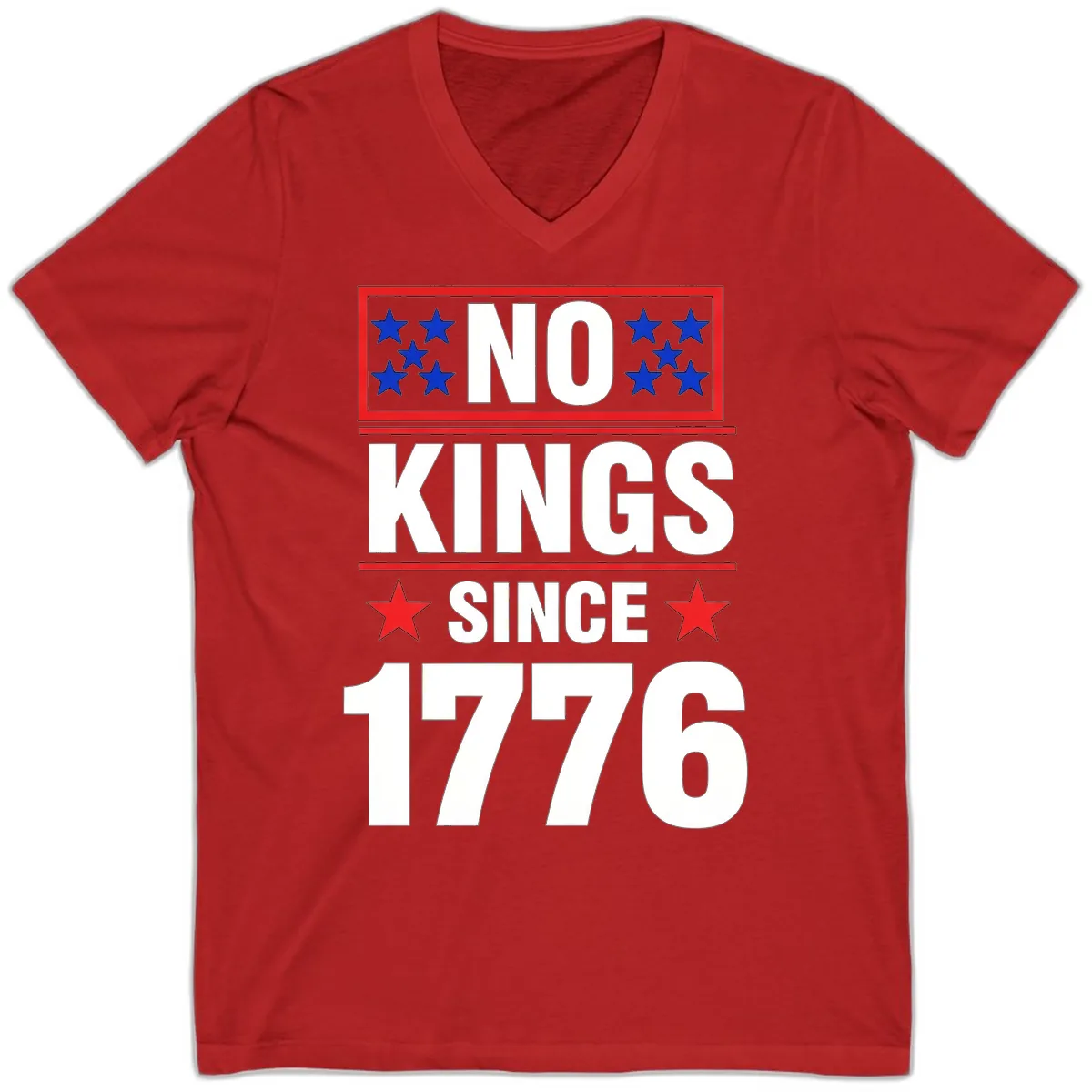 No Kings Since 1776 Patriotic Independence V-Neck in Red