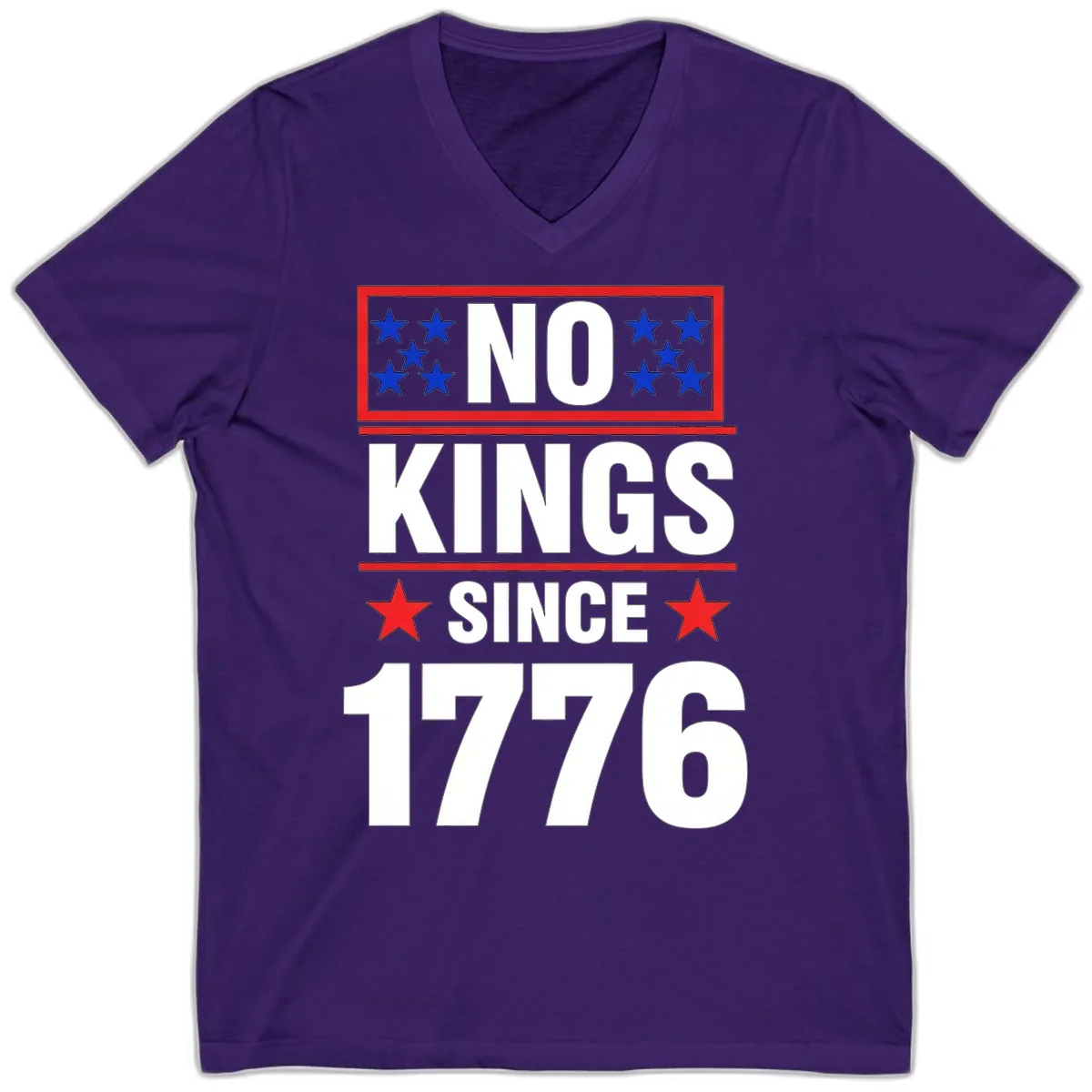 No Kings Since 1776 Patriotic Independence V-Neck in Team Purple
