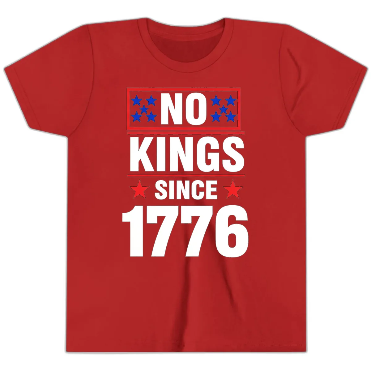 No Kings Since 1776 Patriotic Independence Youth T-Shirt in Red