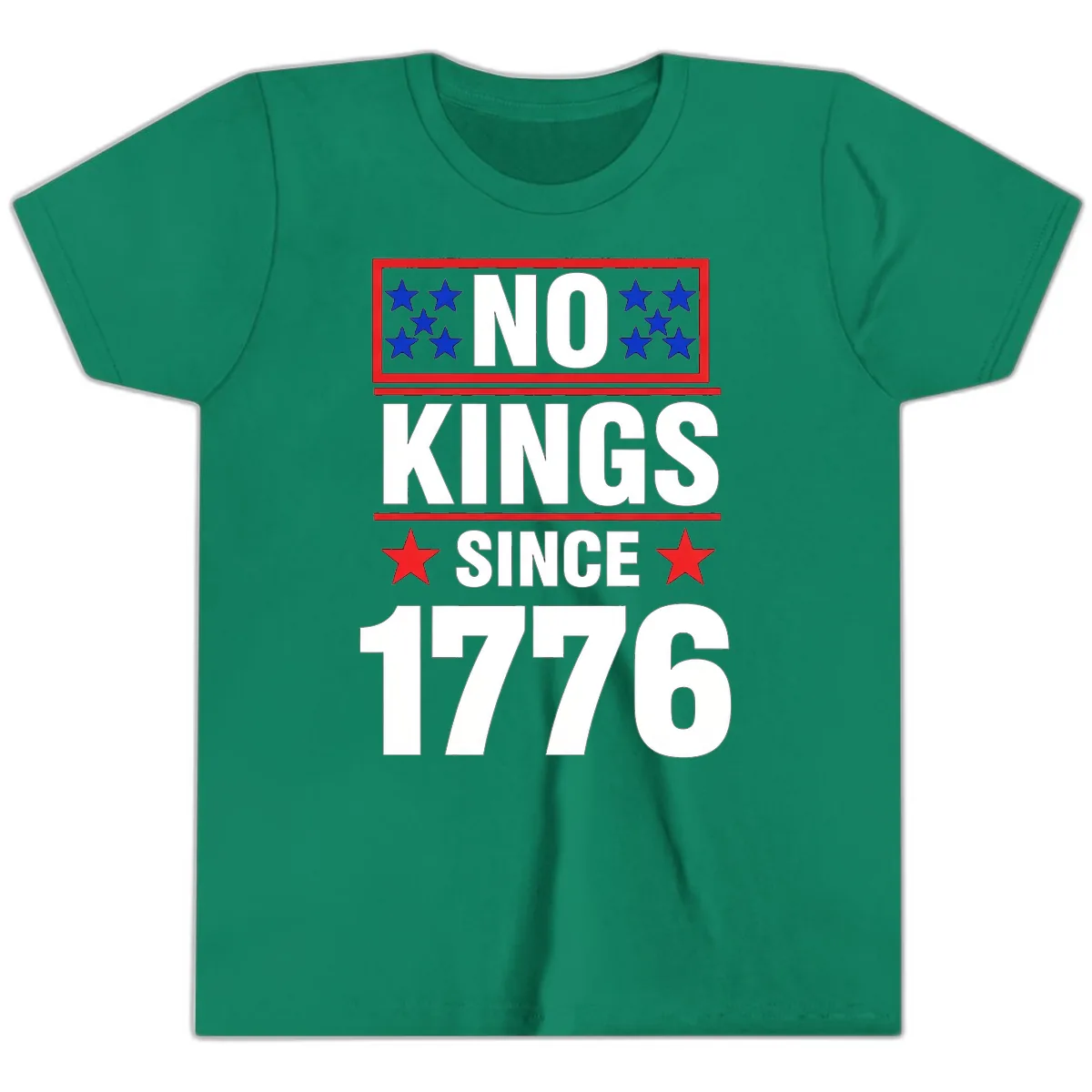 No Kings Since 1776 Patriotic Independence Youth T-Shirt in Kelly