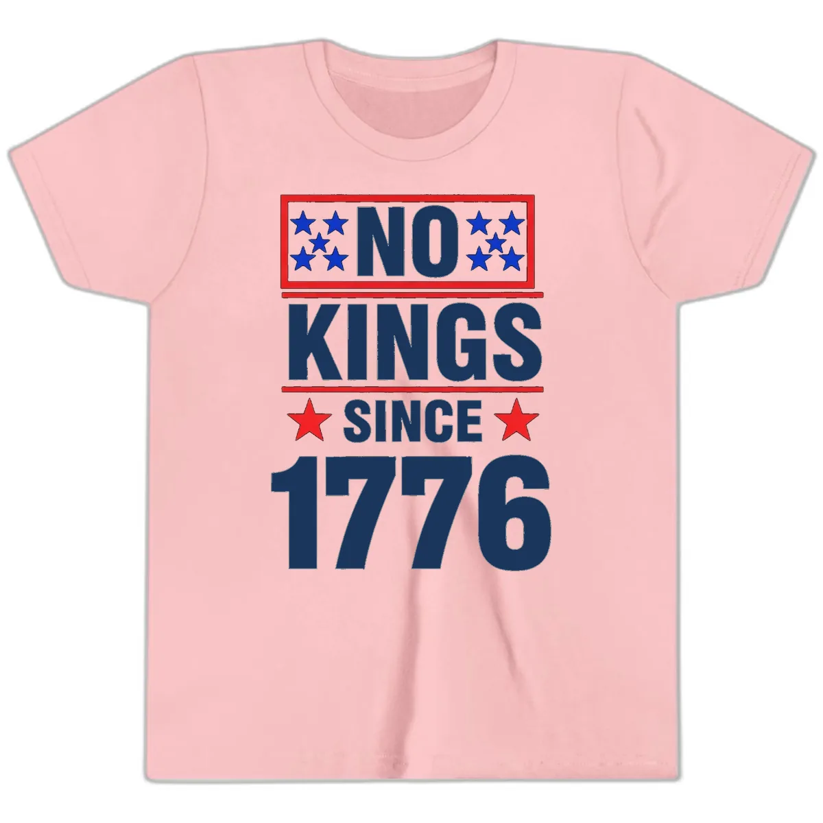 No Kings Since 1776 Patriotic Independence Youth T-Shirt in Pink