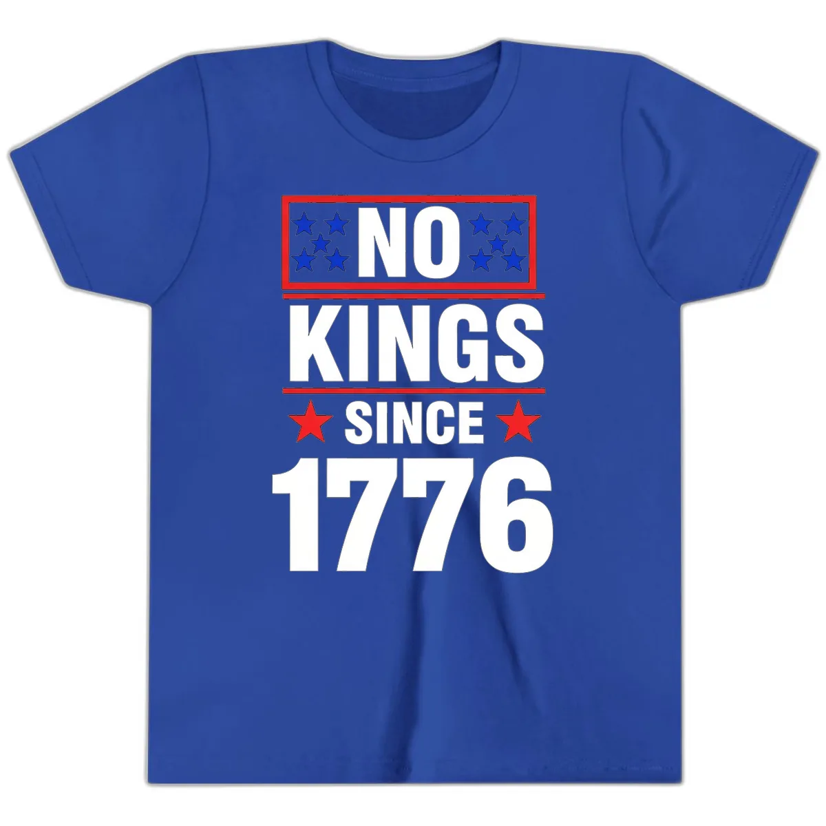 No Kings Since 1776 Patriotic Independence Youth T-Shirt in True Royal