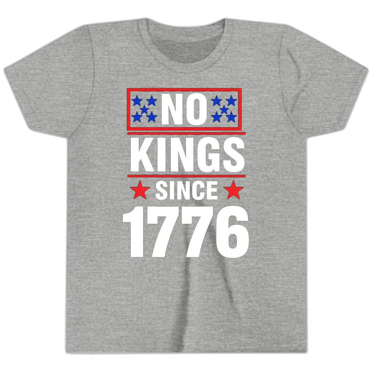 No Kings Since 1776 Patriotic Independence Youth T-Shirt in Athletic Heather