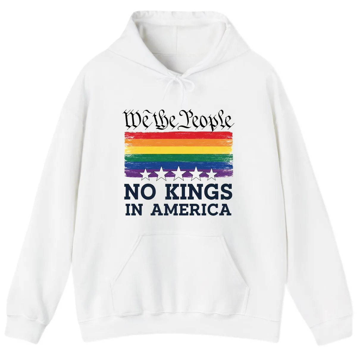 We The People No Kings In America Pride Flag Hoodie in White