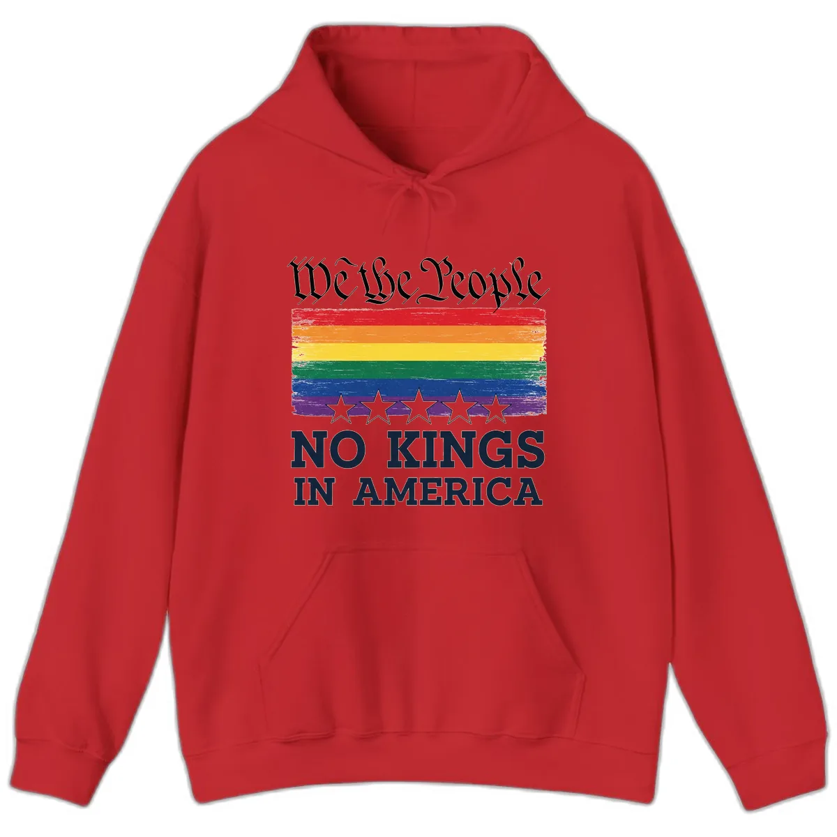 We The People No Kings In America Pride Flag Hoodie in Red