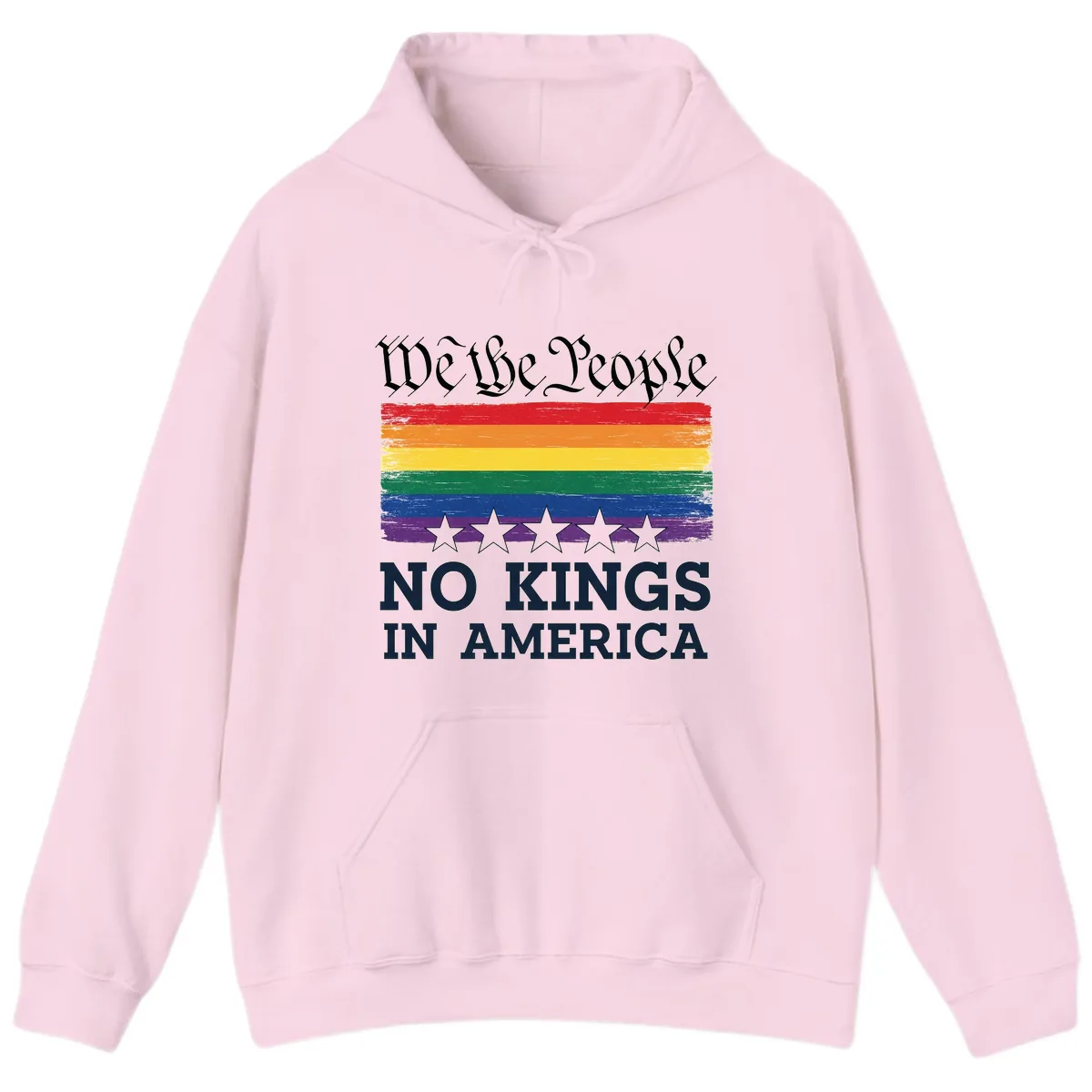 We The People No Kings In America Pride Flag Hoodie in Light Pink