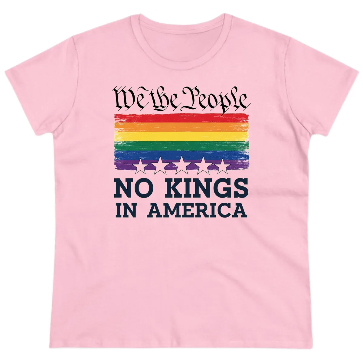 We The People No Kings In America Pride Flag Ladies Tee in Light Pink