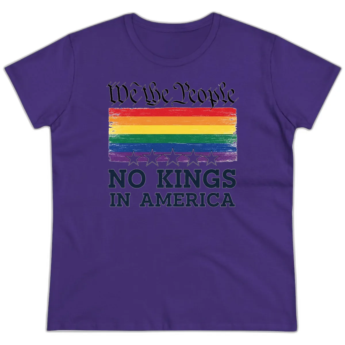 We The People No Kings In America Pride Flag Ladies Tee in Purple
