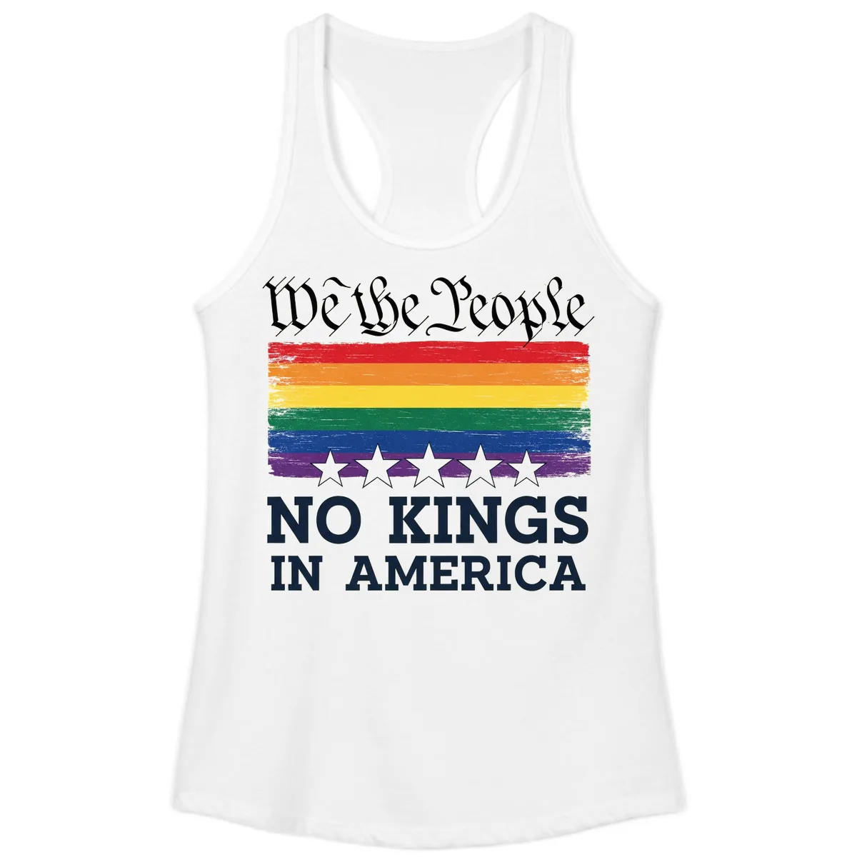 We The People No Kings In America Pride Flag Ladies Tank in White