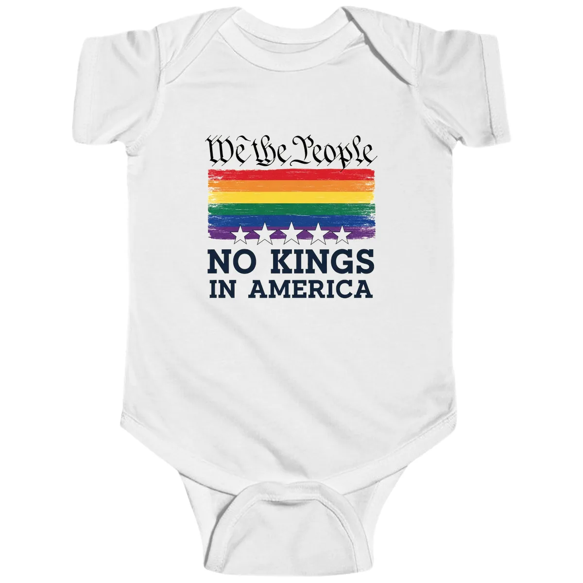 We The People No Kings In America Pride Flag Baby Onesie in White