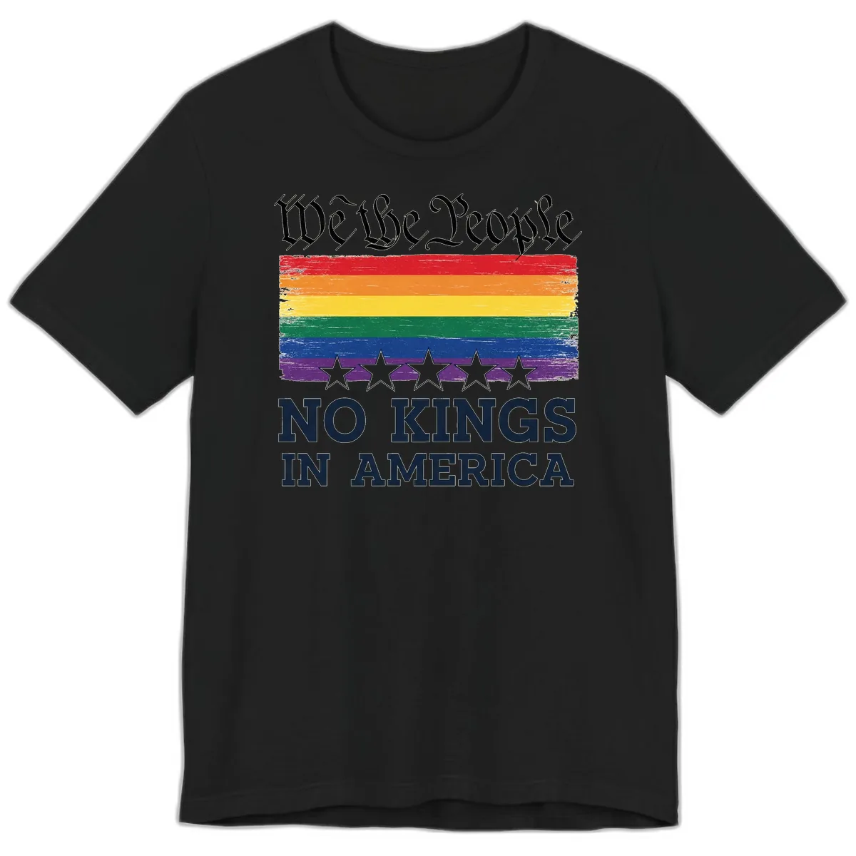We The People No Kings In America Pride Flag Premium T-Shirt in Black