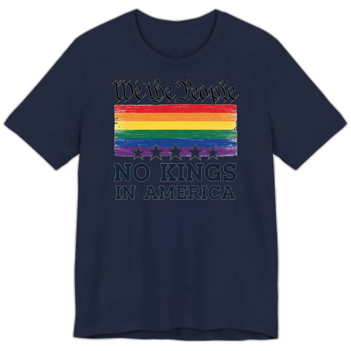 We The People No Kings In America Pride Flag Premium T-Shirt in Navy