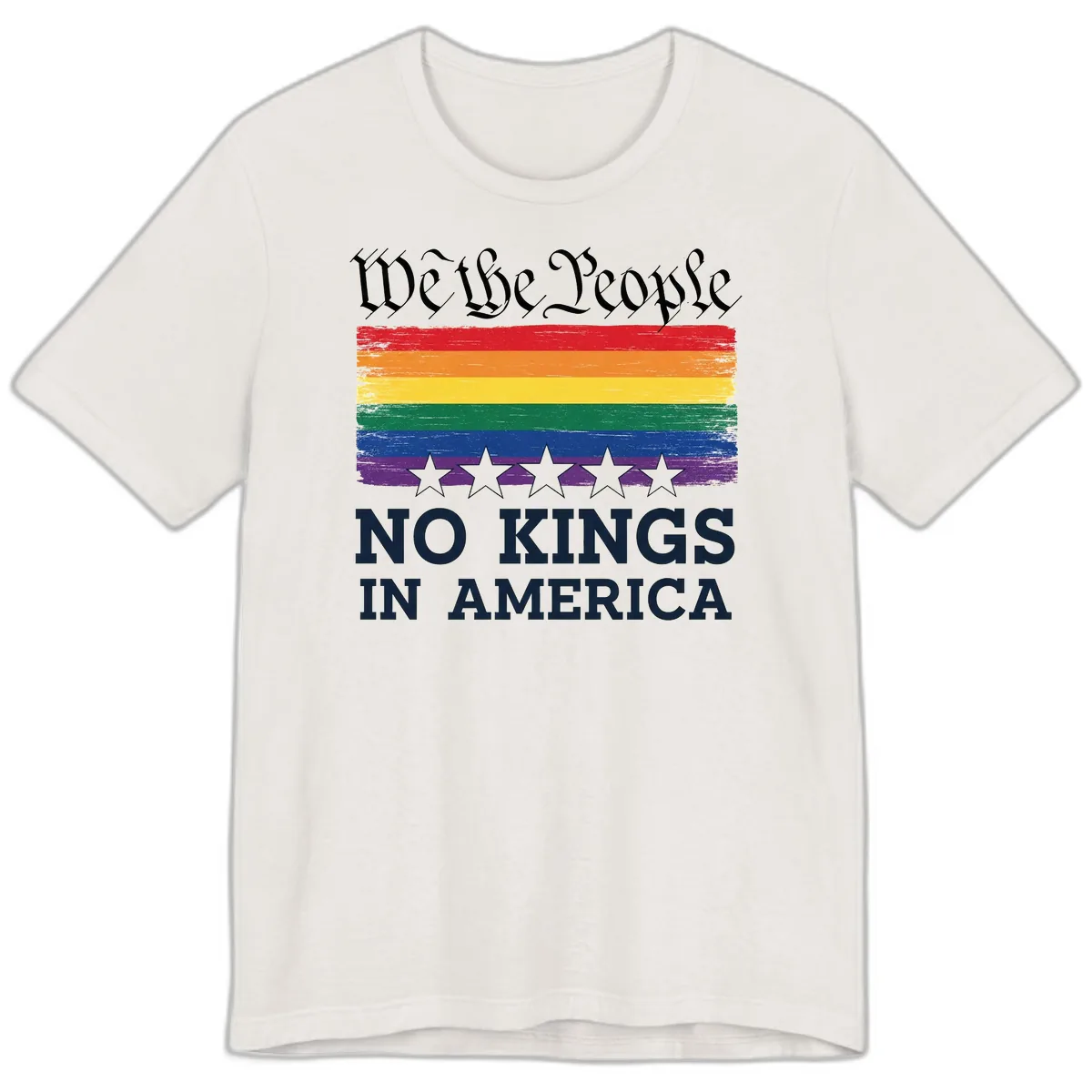 We The People No Kings In America Pride Flag Premium T-Shirt in Vintage White