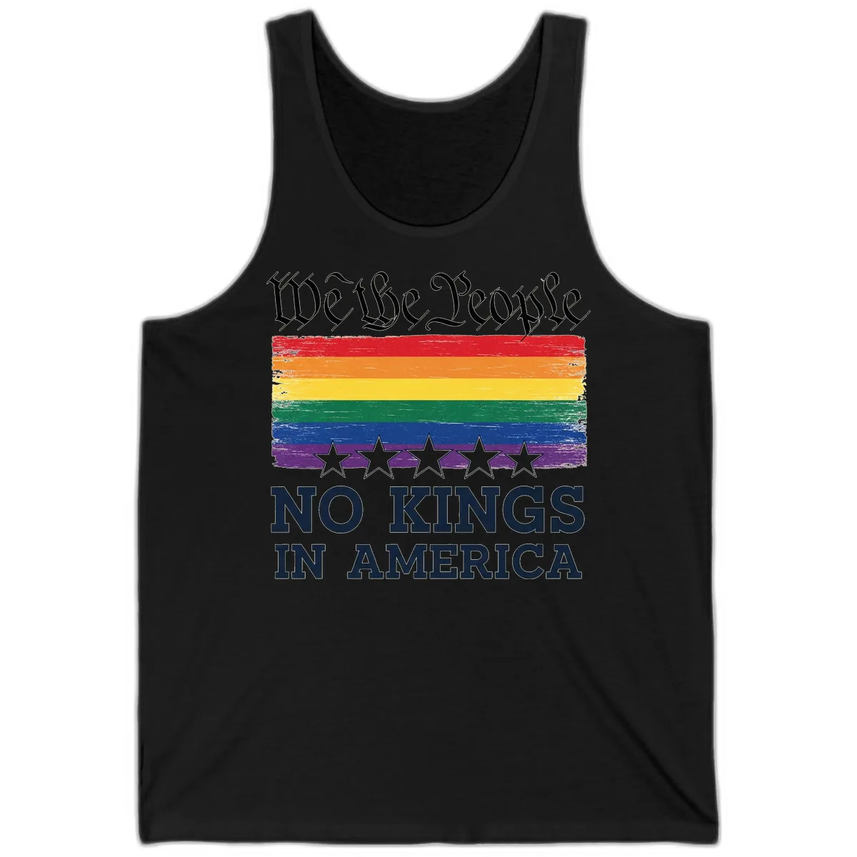 We The People No Kings In America Pride Flag Tank in Black