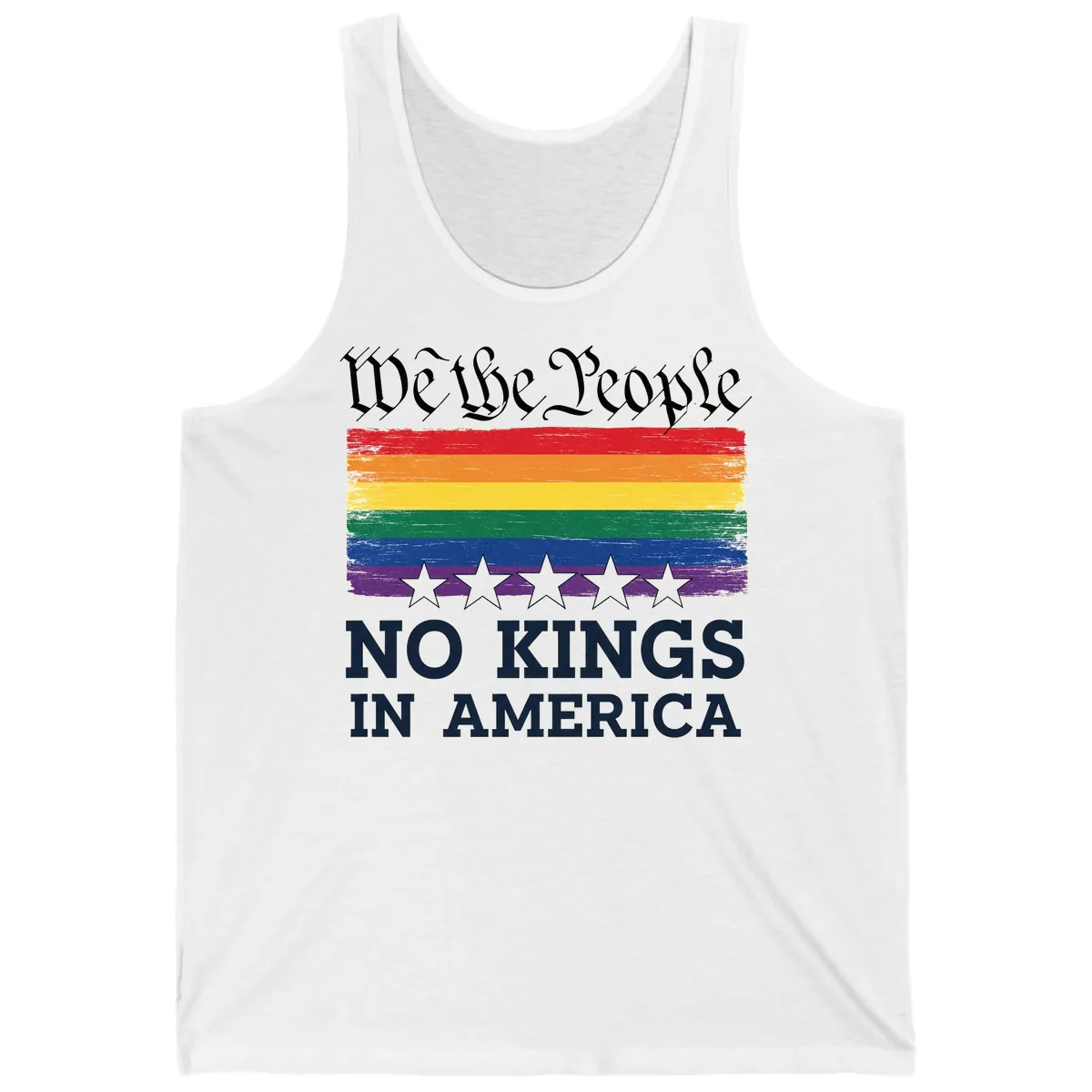 We The People No Kings In America Pride Flag Tank in White
