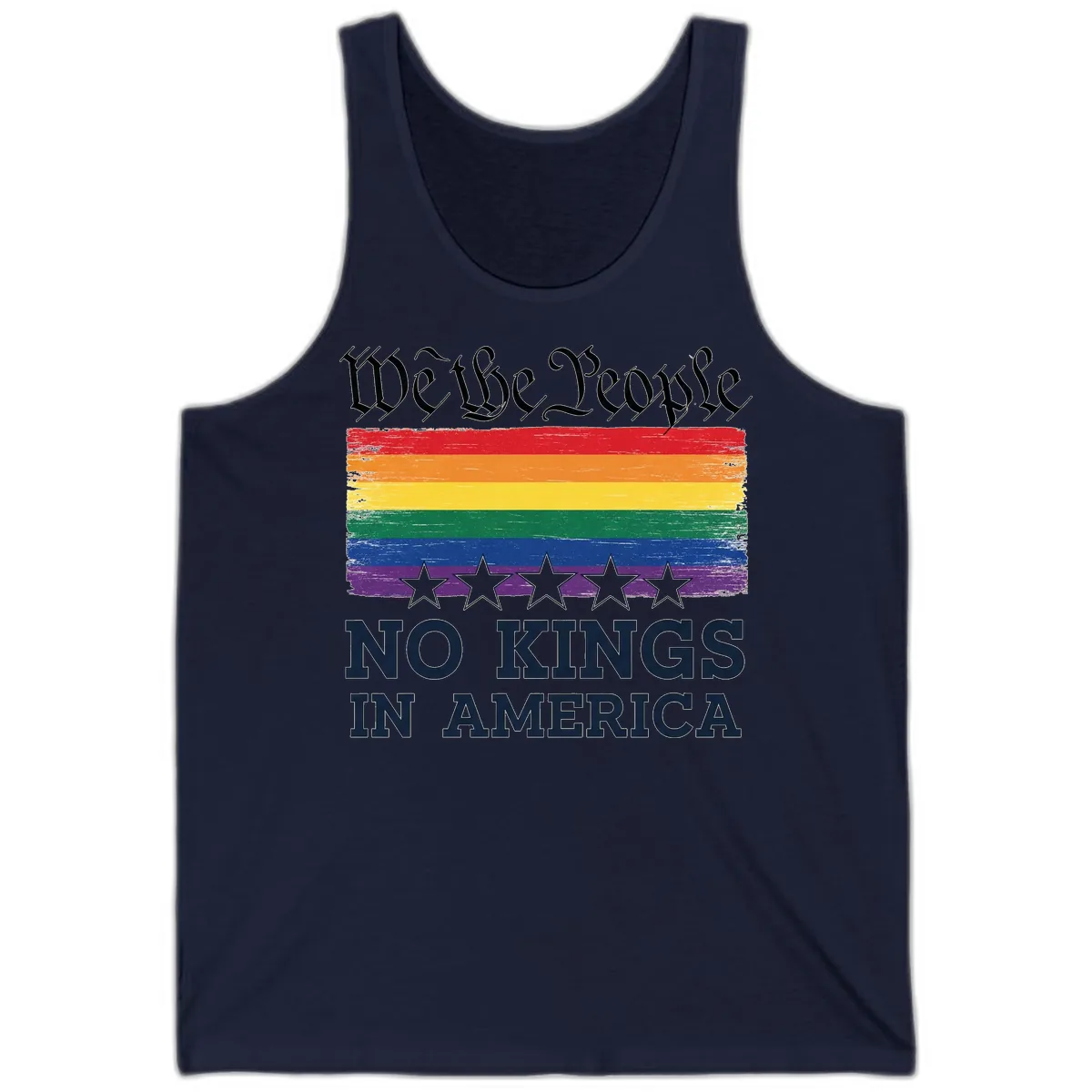 We The People No Kings In America Pride Flag Tank in Navy