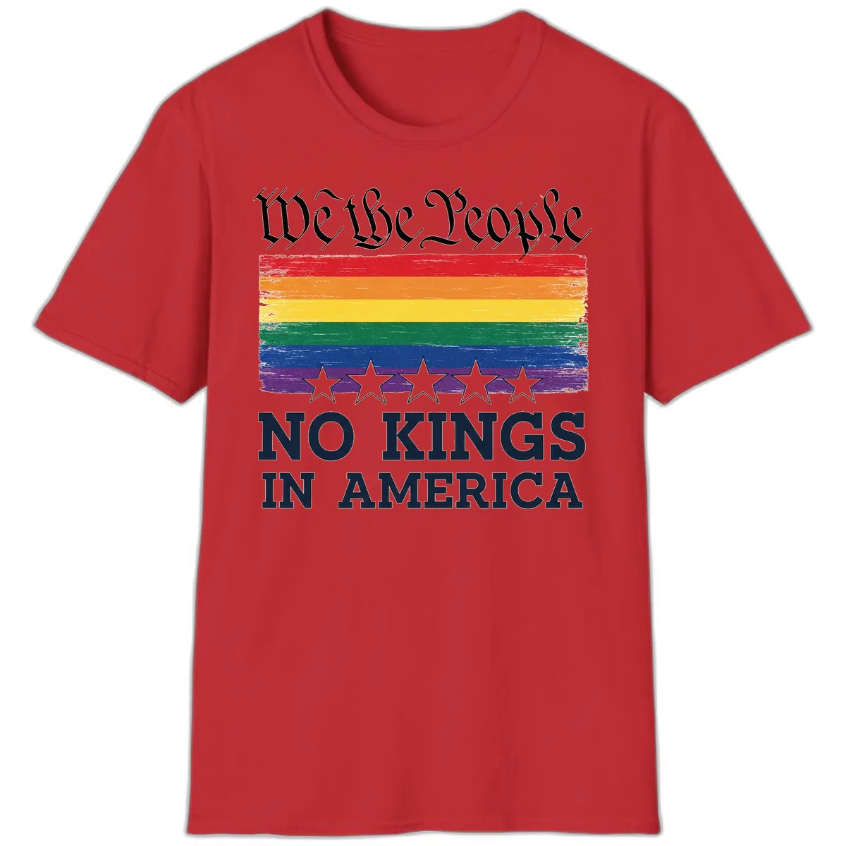 We The People No Kings In America Pride Flag T-Shirt in Red