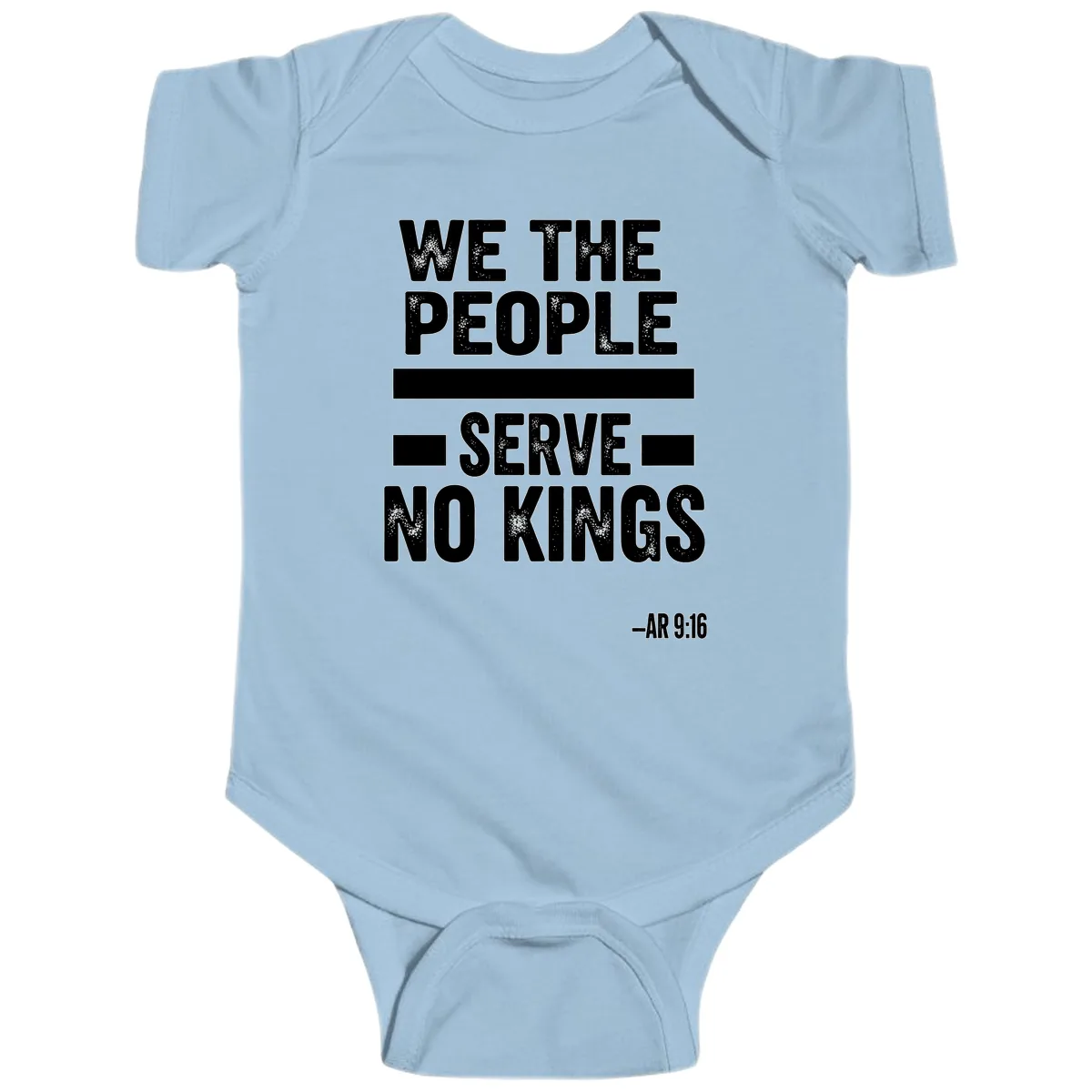 We The People Serve No Kings Freedom Baby Onesie in Light Blue